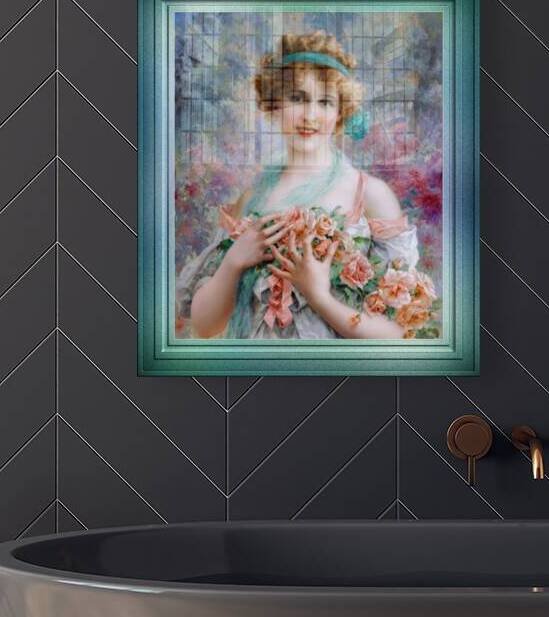 Fille Aux Roses by Emile Vernon Remastered Xzendor7 Vintage Art Old Masters Reproductions by xzendor7