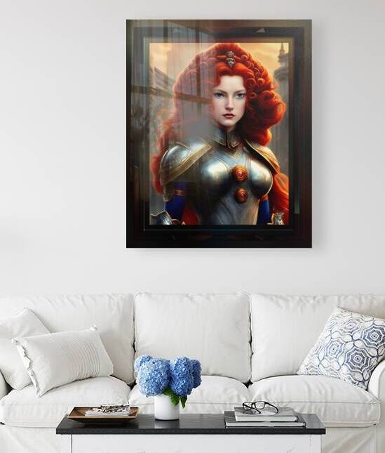 Elovia The Redhead Battle Queen Of Esvitoria Enchanting Portrait AI Concept Art by Xzendor7 by xzendor7