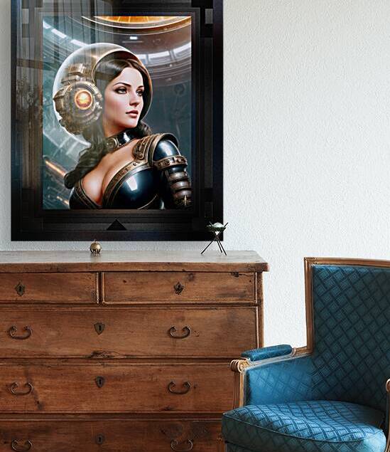 The Navigator Retro Girl Portrait Of The Arkasan Space Age Alluring And Beautiful AI Concept Art by Xzendor7 by xzendor7