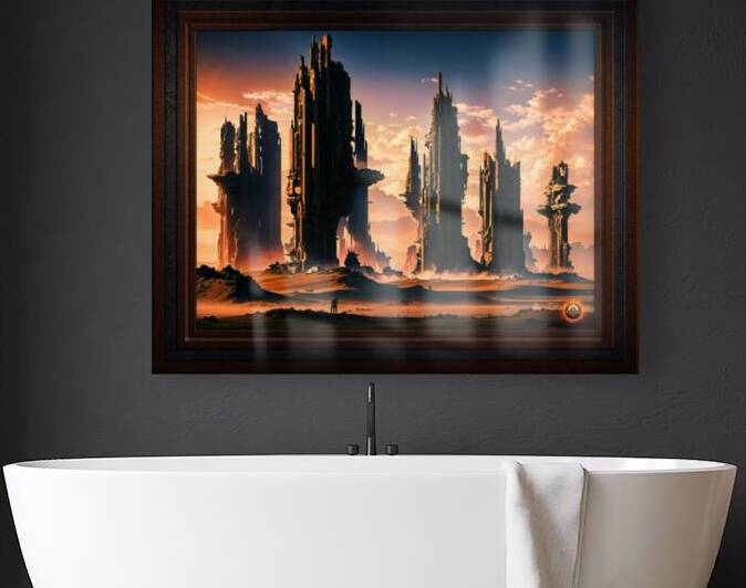 Oupost On The Desert World Dynathian Sci-Fi Fantasy AI Concept Art by Xzendor7 by xzendor7