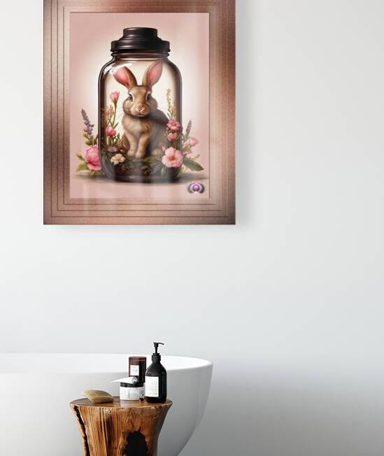 Bunny In A Mason Jar With Flowers AI Concept Art Creation by Xzendor7 by xzendor7