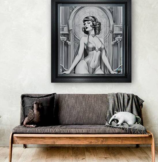 Elessia Retro Age Pin Up Girl Stunning Burlesque Portrait Illustraion AI Concept Art by Xzendor7 by xzendor7