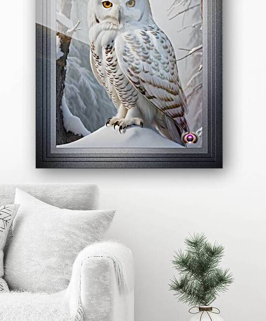 A Snowy Owl Perched On A Snow Mound In The Forest Majestic Portrait AI Concept Art by Xzendor7 by xzendor7