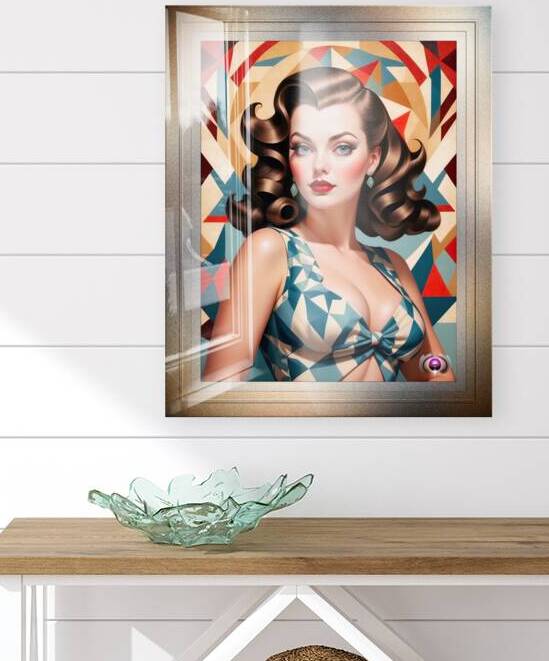 Geometric Pin Up Girl Fashion Captivating Portrait AI Concept Art by Xzendor7 by xzendor7