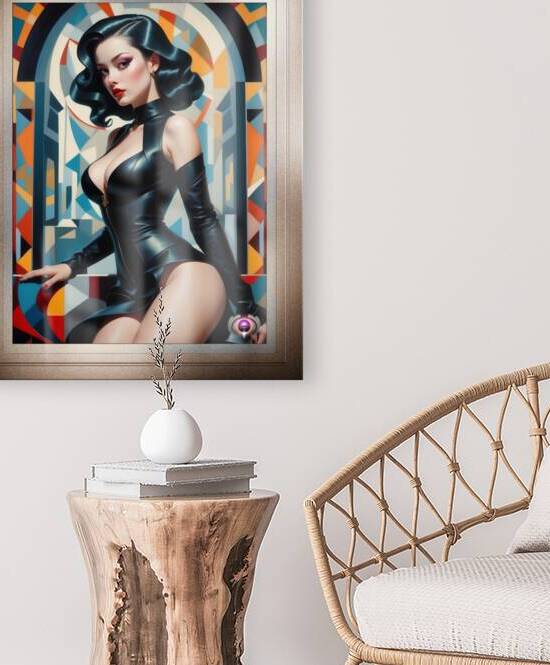 Master Of The Angles Pin Up Girl Captivating Portrait AI Concept Art by Xzendor7 by xzendor7