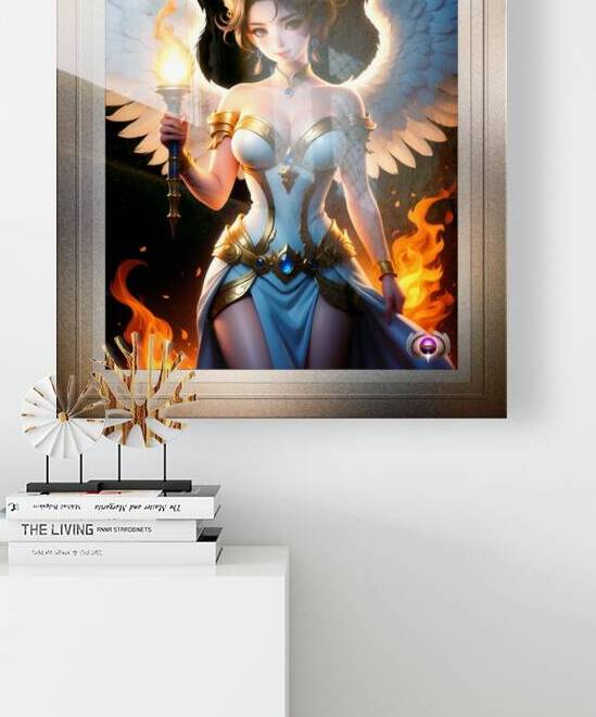 Winged Anime Girl Torch Bearer Captivating AI Concept Art Portrait by Xzendor7 by xzendor7