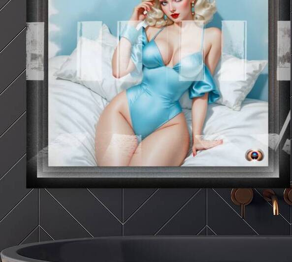 Blue Is My Favorite Color Captivating Pin Up Girl AI Concept Art by Xzendor7 by xzendor7
