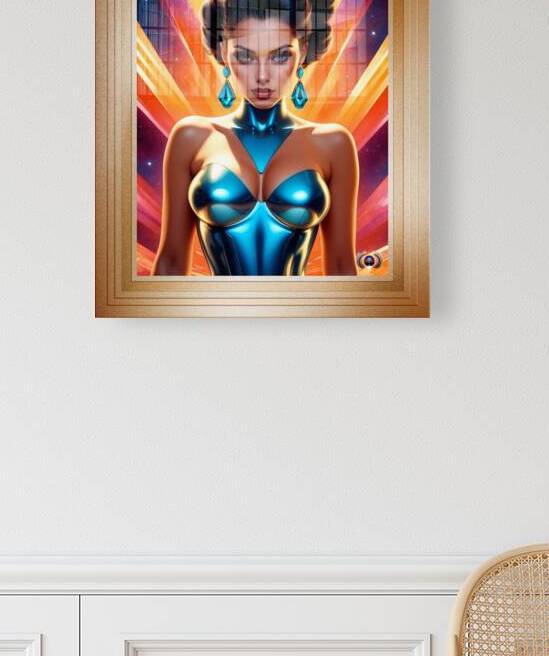 Satin Blue Pin Up Girl Poster Art Captivating AI Concept Portrait by Xzendor7 by xzendor7
