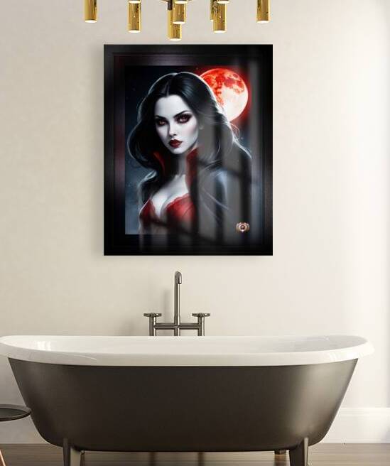 Shes Captured By The Blood Moon Captivating AI Concept Art Portrait by Xzendor7 by xzendor7
