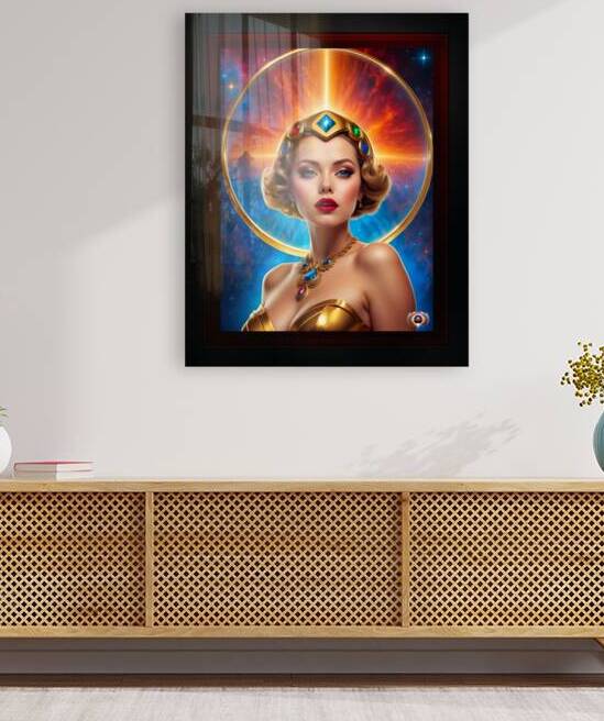 Her Cosmic Halo Pin Up Girl Poster Art Captivating AI Concept Art Portrait by Xzendor7 by xzendor7