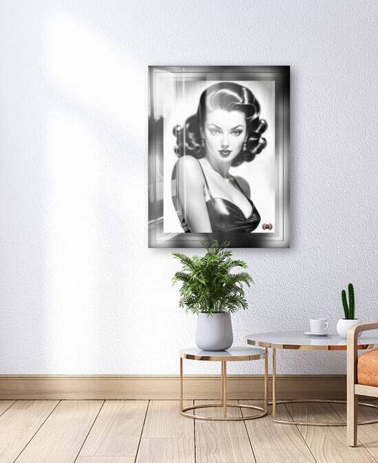 The Stunning Alicia Amia Gorgeous AI Concept Art Illustration Pin Up Girl Portrait by Xzendor7 by xzendor7