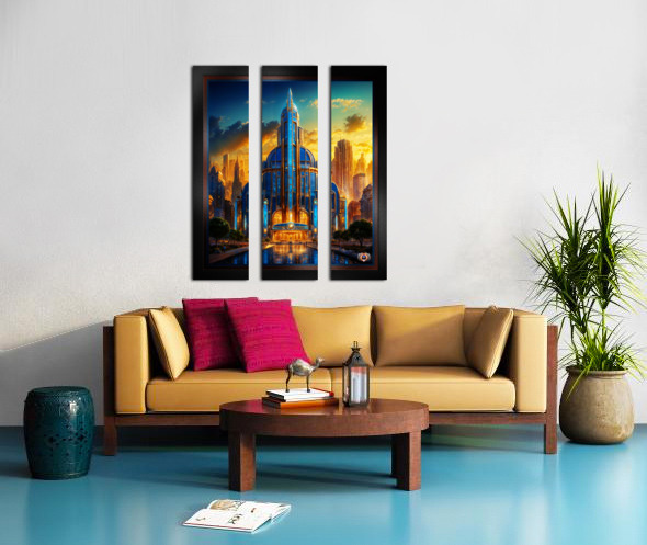 The Grand Art Deco Blue Plaza Pavilion Stunning AI Concept Art by