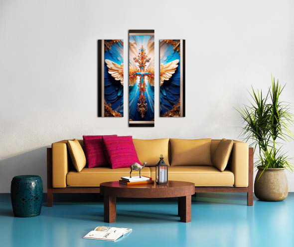 The Light Of Heaven Angel Wings Cross Beautiful AI Concept Art by