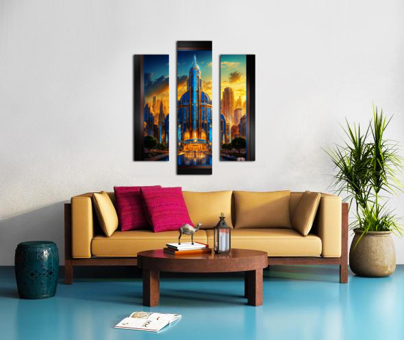 The Grand Art Deco Blue Plaza Pavilion Stunning AI Concept Art by