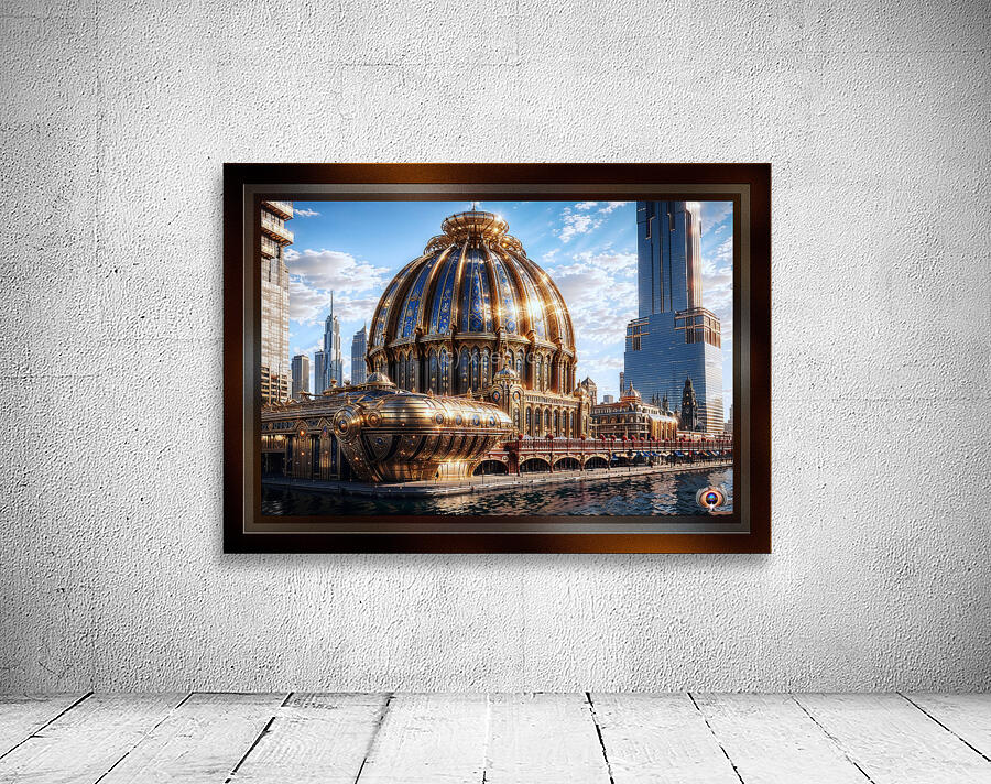 The Golden Arkasian Pavilion Astonishing AI Concept Architectural Art by Xzendor7 Wall Preview