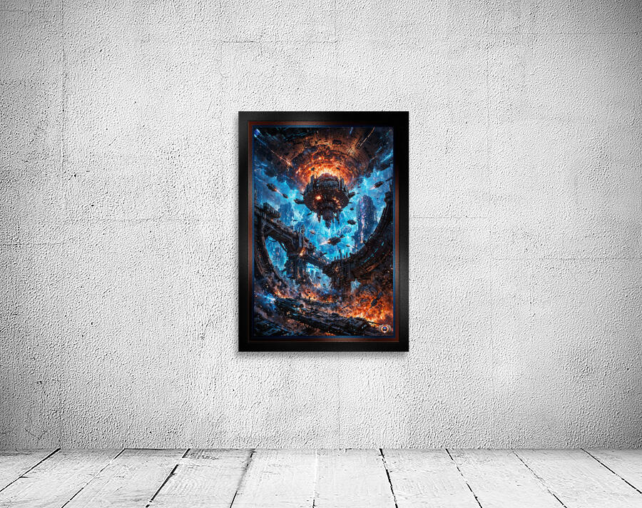 Epic Sci-Fi Abstract Battle Scene Of A Futuristic City Under Siege Stunning AI Concept Art by Xzendor7 Wall Preview