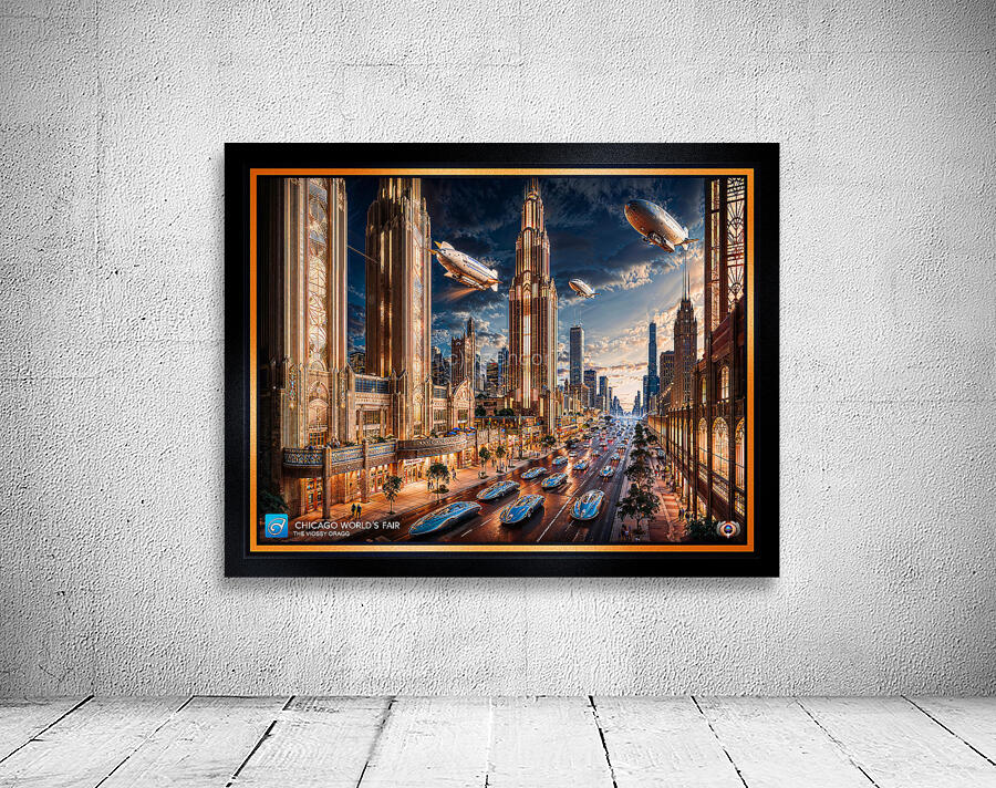 Retro-Futuristic Cityscape Of The 2253 Chicago Worlds Fair Captivating AI Concept Art by Xzendor7 Wall Preview
