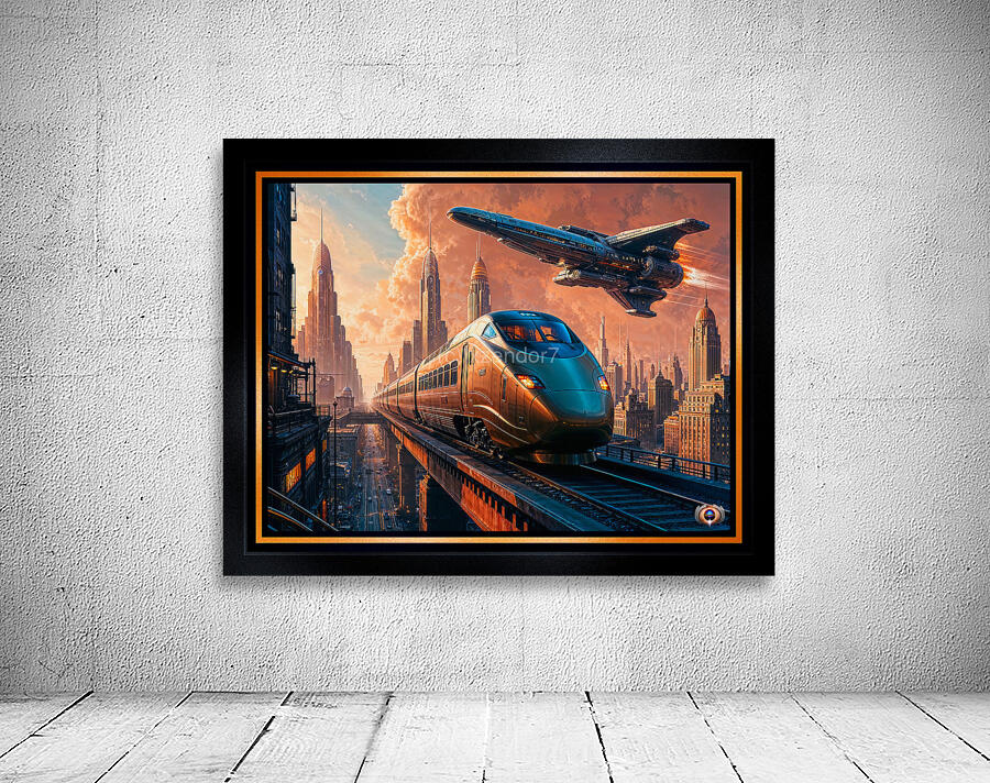 Retro-Futuristic Delketor Metropolis Train And Spaceship Scene Awe
