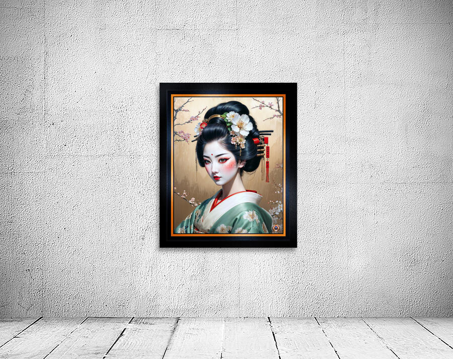 A Serene Portrait Of The Elegant Aoiyako Tsuruhime In A Traditional Kimono Mesmerizing AI Concept Art by Xzendor7 Wall Preview