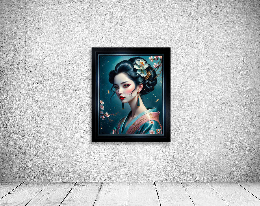 The Elegant Japanese Woman Aoi Amaya Surrounded By Cherry Blossoms Gorgeous AI Concept Art by Xzendor7 Wall Preview