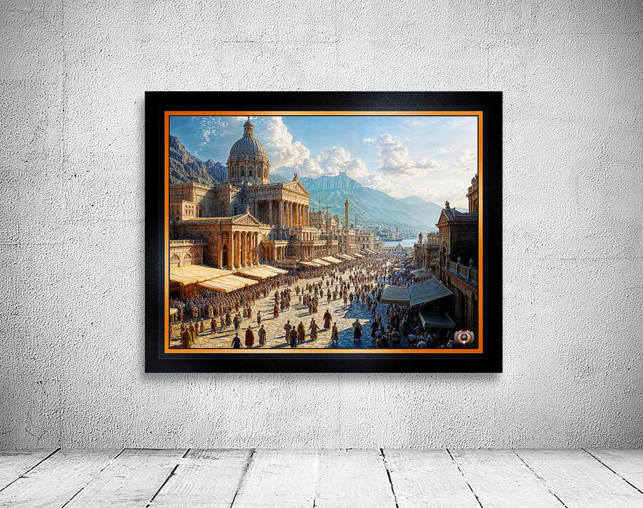 The Majestic Splendor of Trellus A Classical Cityscape Of The Golden Age Breathtaking AI Concept Art by Xzendor7 Wall Preview