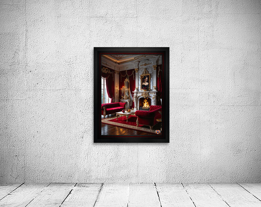 Formal Portrait Of A Woman In An Opulent Interior Over A Fireplace Striking AI Concept Art by Xzendor7 Wall Preview