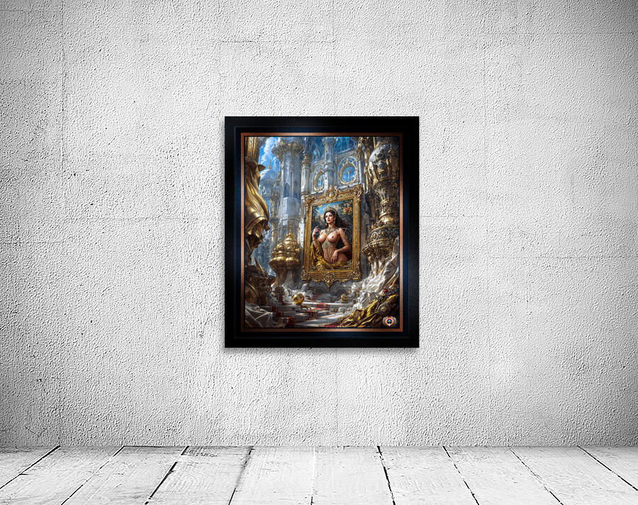 The Golden Portrait Of Kalia Falan Amidst The Treasures Of Delious Stunning AI Concept Art by Xzendor7 Wall Preview