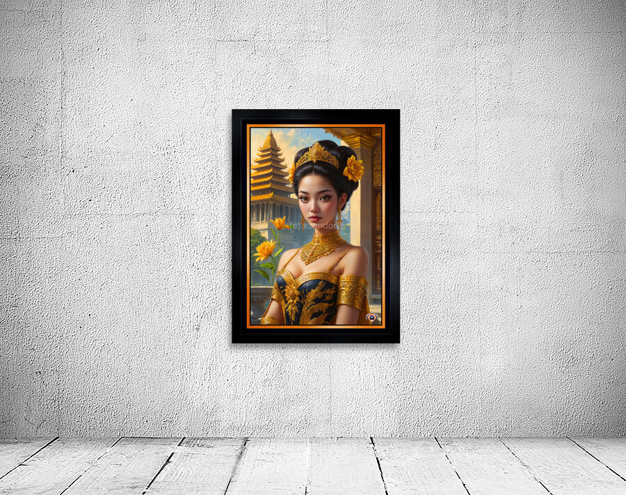 Gilded Portrait Of Lady Anya In The Ancient Temple Of Ossron Mesmerizing AI Concept Art by Xzendor7 Wall Preview