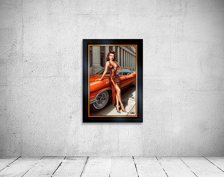 Retro Pinup Glamour Illustration Of Alessandra Valeriani Alluring AI Concept Art by Xzendor7 Wall Preview