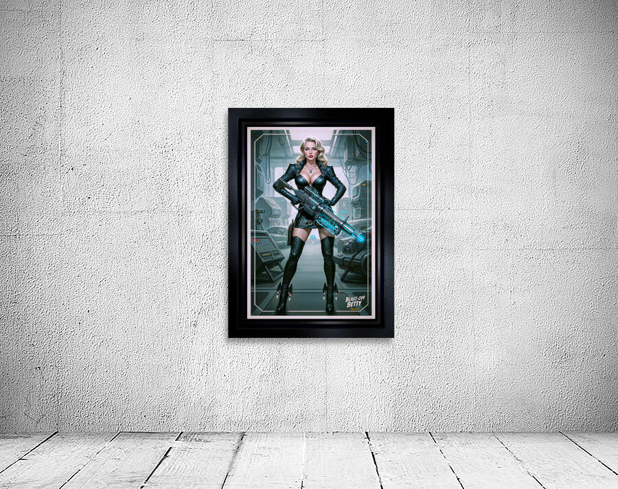 Blast-Off Betty In Cybernetic Leather Attire Striking AI Concept Art by Xzendor7 Wall Preview