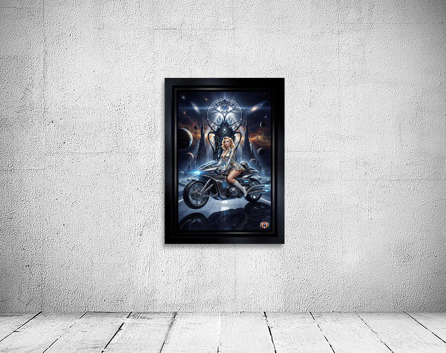 Cosmic Rider Lysandra Valtor Atop Aethelion Spire Mesmerizing AI Concept Art by Xzendor7 Wall Preview