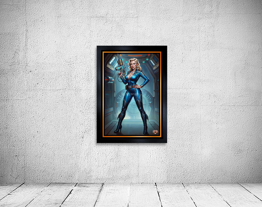 The Blue Sentinel Eqyra Dovani Wielding The Vyrax-7 Mesmerizing AI Concept Art by Xzendor7 Wall Preview