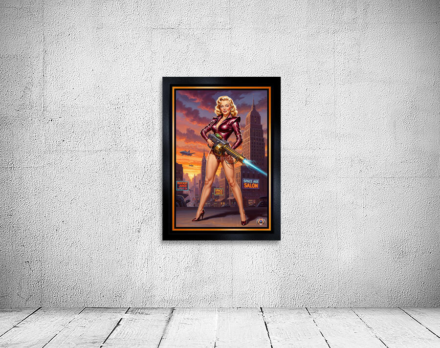 Scylla Quinara Retro-Fusion Pinup Girl Portrait Gorgeous AI Concept Art by Xzendor7 Wall Preview