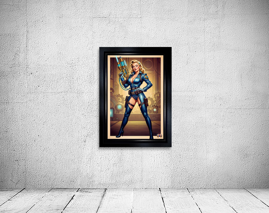 Vintage Sci-Fi Hylaria Velstrada Retro-Fusion Pinup Portrait Striking AI Concept Art by Xzendor7 Wall Preview