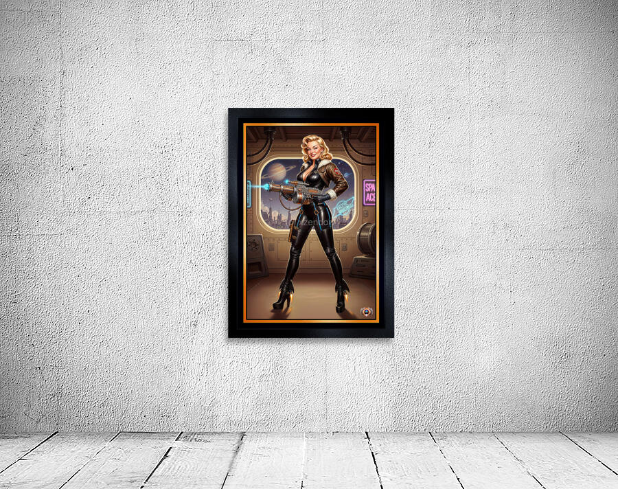 Retro-Futuristic Femme Fatale Pin-Up Pilot Lysandra Valtor Gorgeous AI Concept Art by Xzendor7 Wall Preview