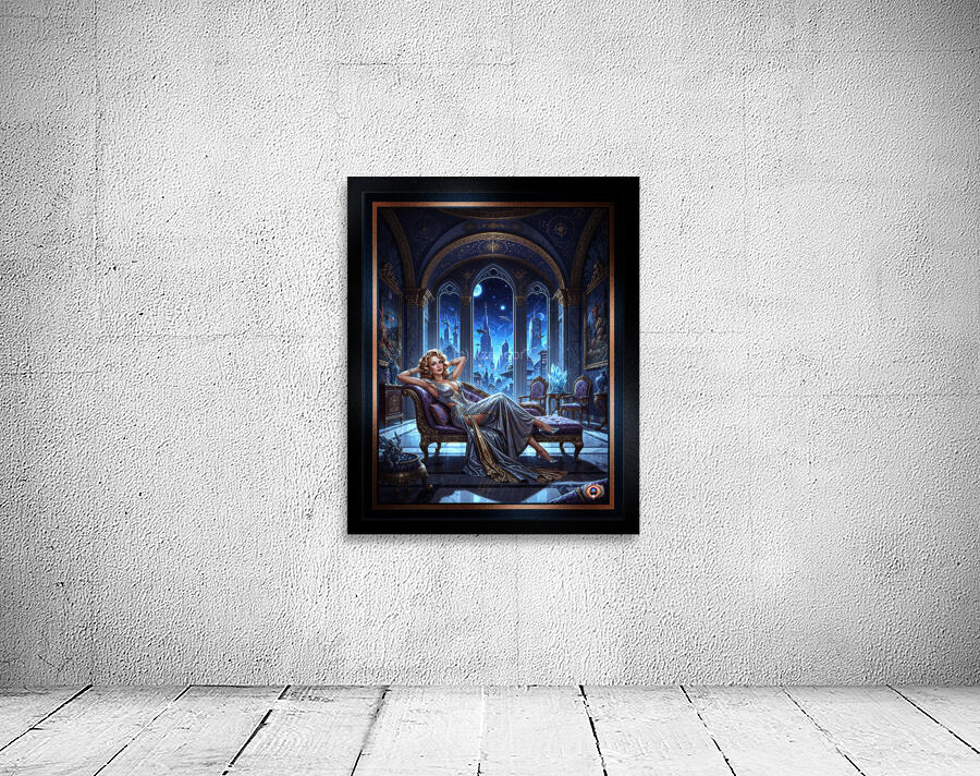 Stellara Wynthra Reclining In Celestial Gothic Chamber Captivating AI Concept Art by Xzendor7 Wall Preview