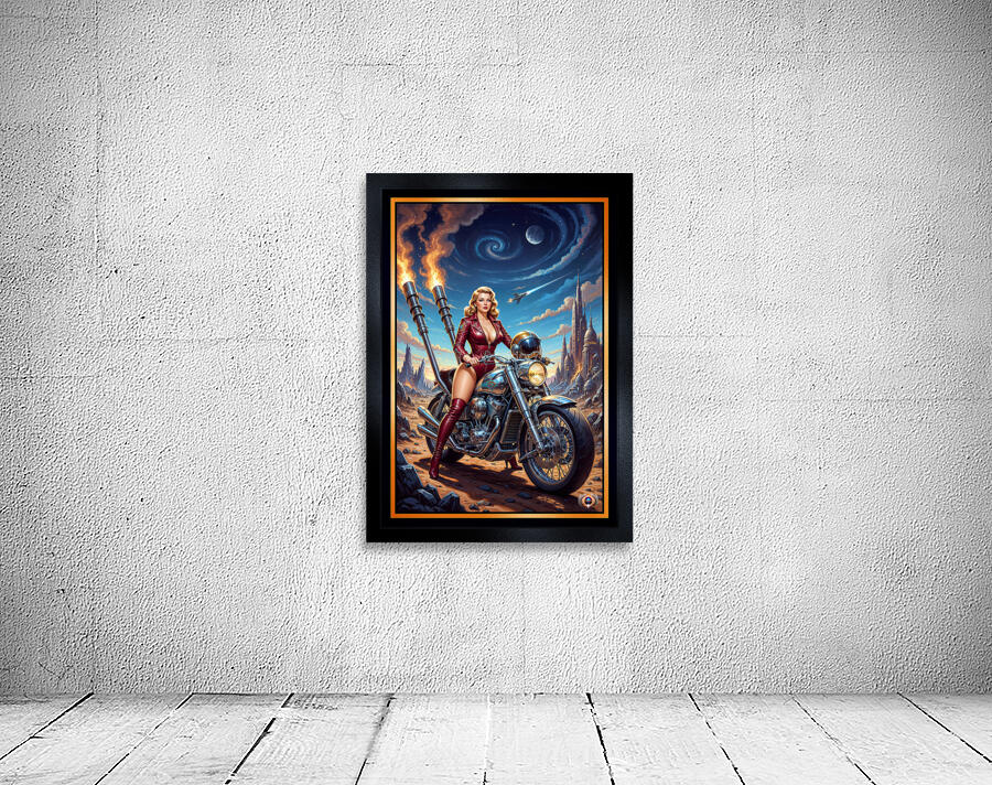 The Cosmic Rider Dyra Gylfia Riding The Valkyrion Striking AI Concept Art by Xzendor7 Wall Preview