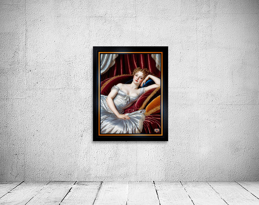 Lady Mirella Gianetta Reclining On Velvet Chaise Portrait Mesmerizing AI Concept Art by Xzendor7 Wall Preview