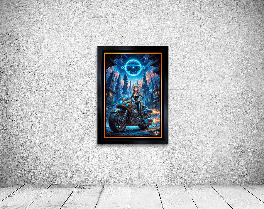 Cyber-Fantasy Portrait Of Lyria Vexis On Her Thunderclad Captivating AI Concept Art by Xzendor7 Wall Preview