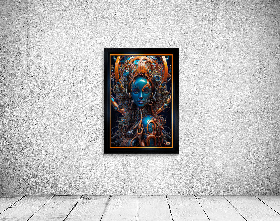 Biomechanical Portrait Of The Living Machine Lyrion Vexian Mesmerzing AI Concept Art by Xzendor7 Wall Preview