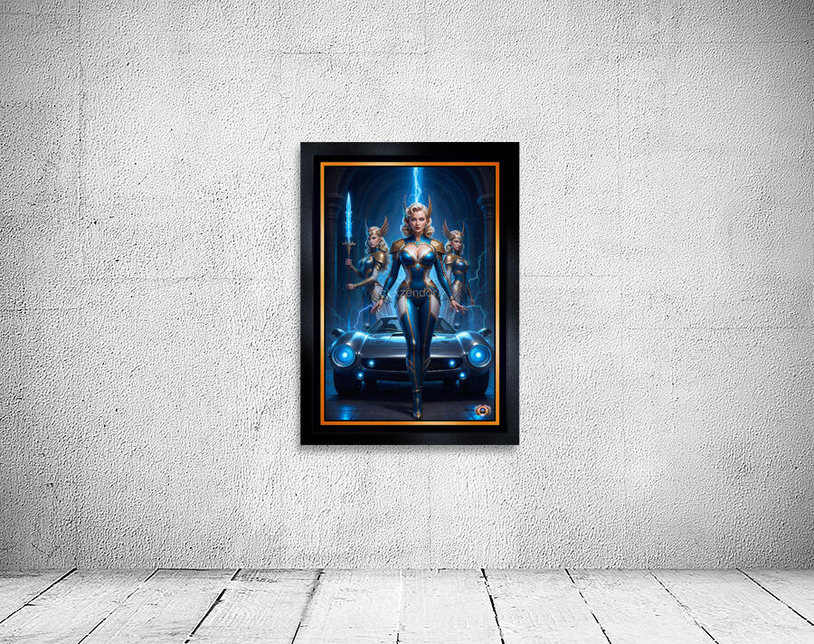 Mythical Fusion The Blue Lightning Tri-Star Speedster X117 Mesmerizing AI Concept Art by Xzendor7 Wall Preview