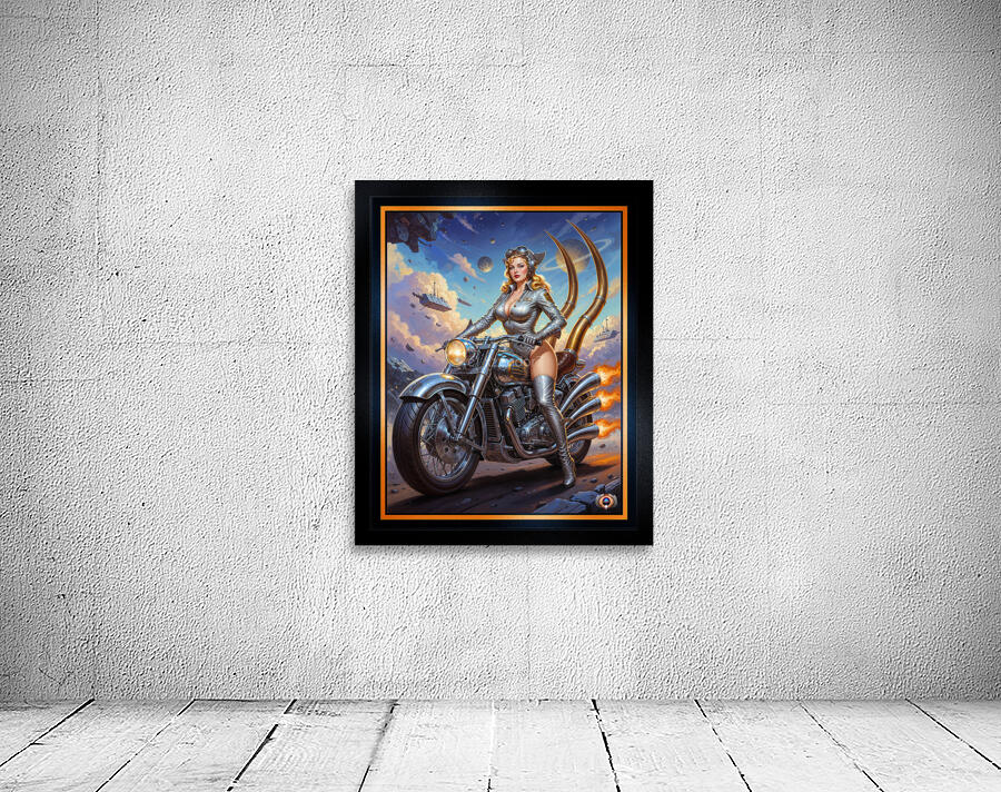 Galactic Pinup Lady Aeravella Zylphia On Her Cosmic Rider Mesmerizing AI Concept Art by Xzendor7 Wall Preview