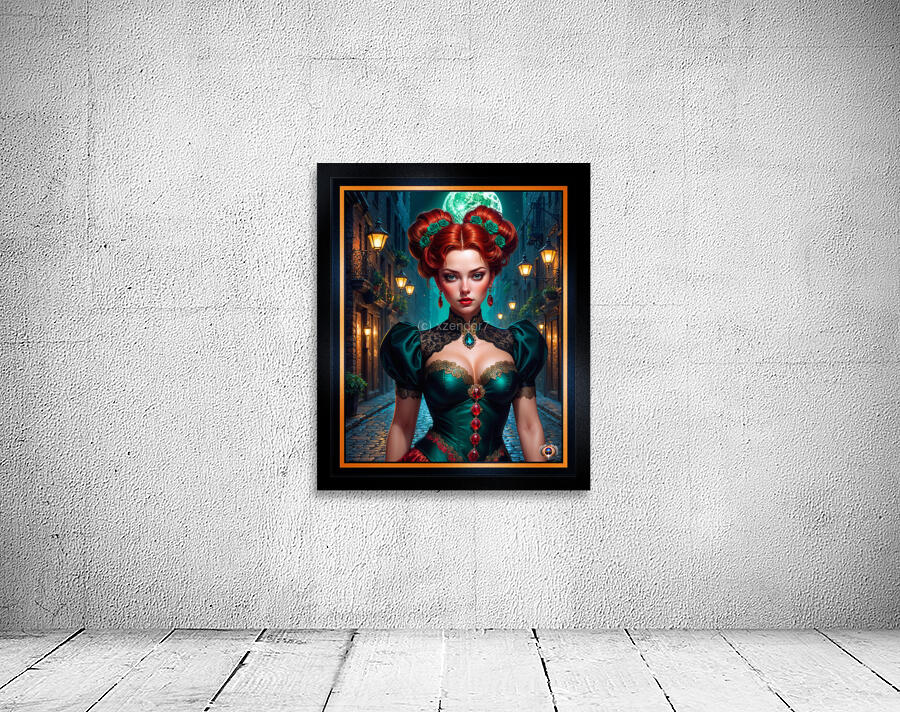 Romantic Gothic Portrait Of Lady Shaelina Trevalian Gorgeous AI Concept Art by Xzendor7 Wall Preview