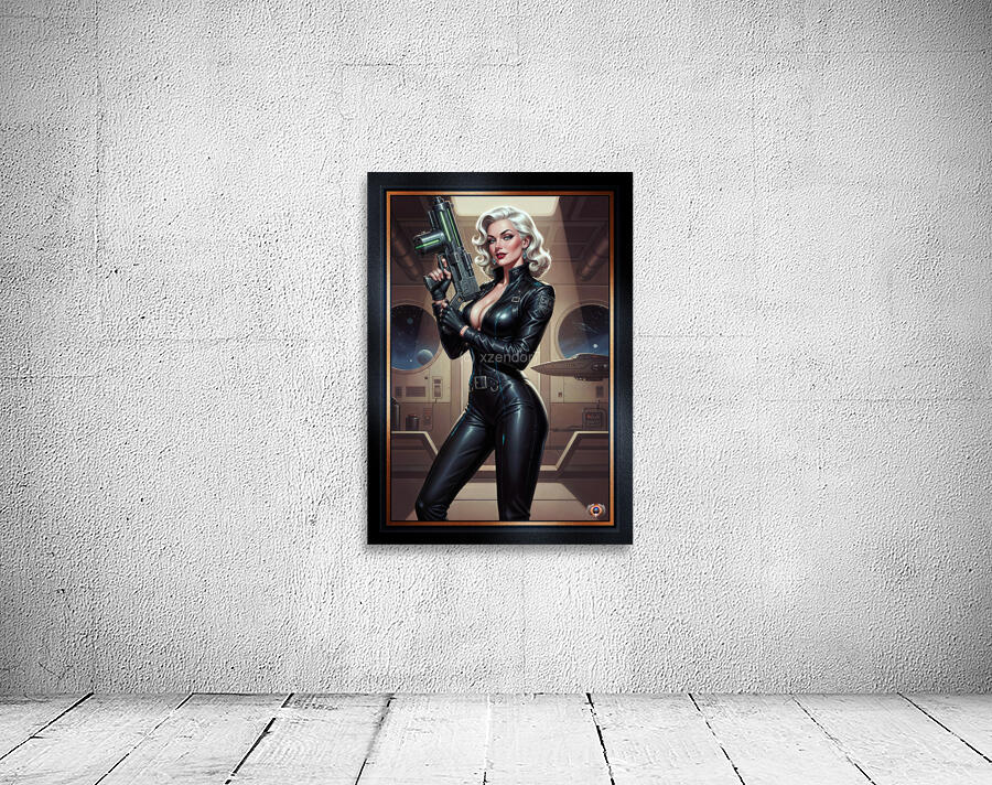 Retro-Futuristic Portrait Of Security Officer Myr Bly Gorgeous AI Concept Art by Xzendor7 Wall Preview