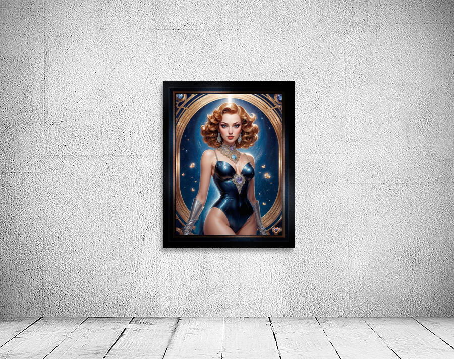 Retro Futuristic Pinup Glamour Portrait Of Illyana Ginacci Gorgeous AI Concept Art by Xzendor7 Wall Preview