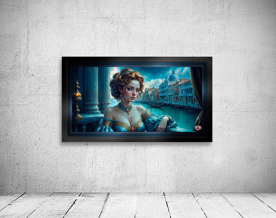 Serenissima Portrait Of Venetian Beauty Isolara Bellarosa Gorgeous AI Concept Art by Xzendor7 Wall Preview