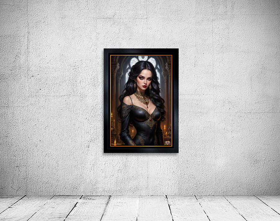 The Dark Elegance The Gothic Beauty Lirael von Schattenburg Gorgeous AI Concept Art by Xzendor7 Wall Preview