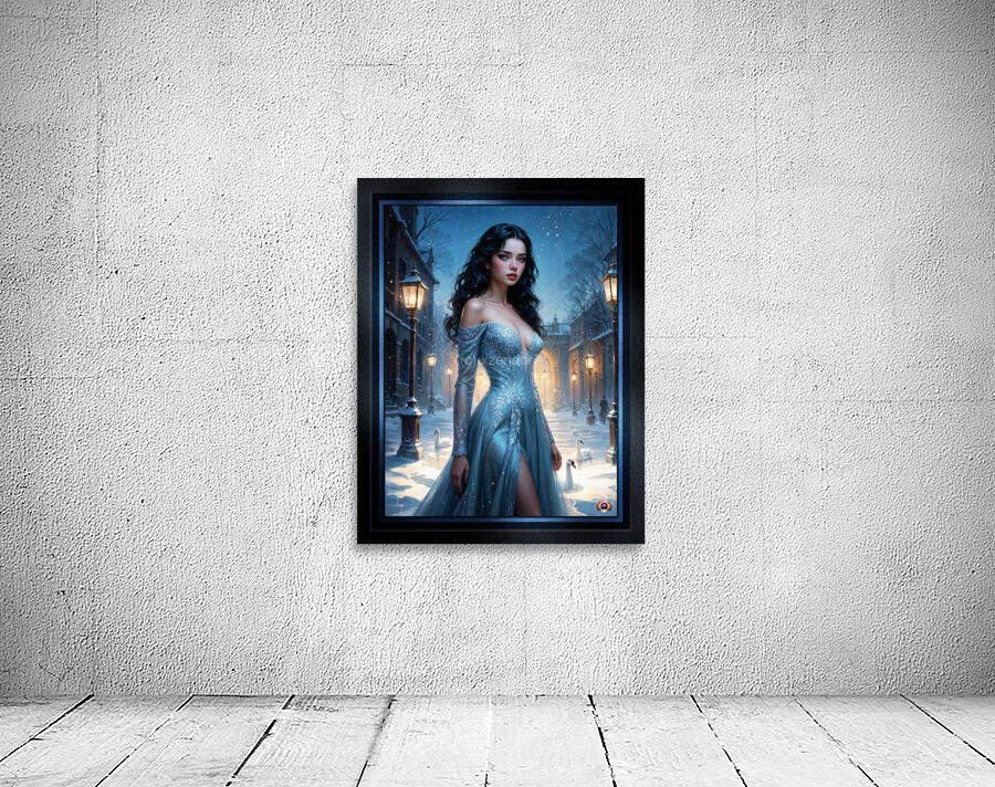 Danya Lunari Winter Courtyard Fantasy Portrait Elegant AI Concept Art by Xzendor7 Wall Preview