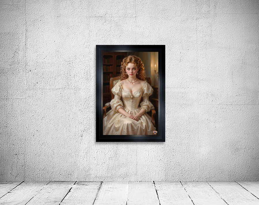 Portrait Of Elenora Davenham In A Candlelit Library Captivating AI Concept Art by Xzendor7 Wall Preview