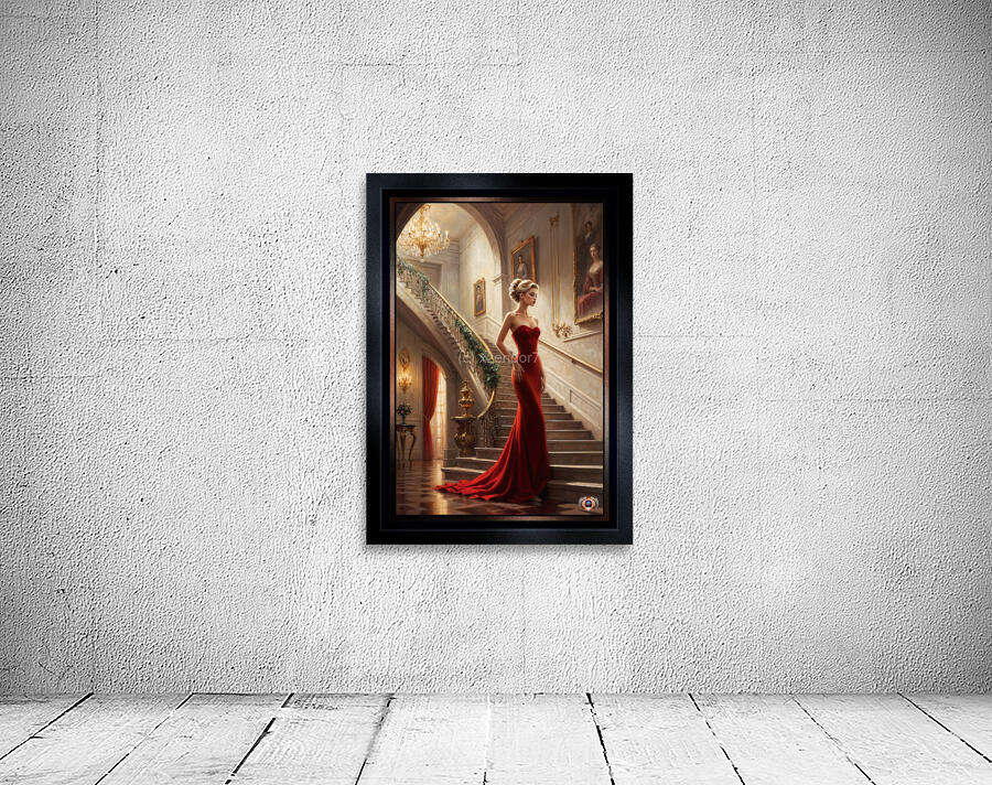 Portrait Of Anya Radu By The Grand Staircase Mesmerizing AI Concept Art by Xzendor7 Wall Preview
